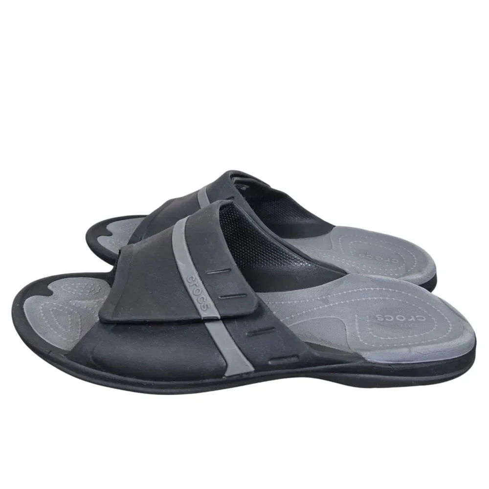 Crocs Modi Sports Slide Men's Sz 12 Black Gray Adjustable Comfort